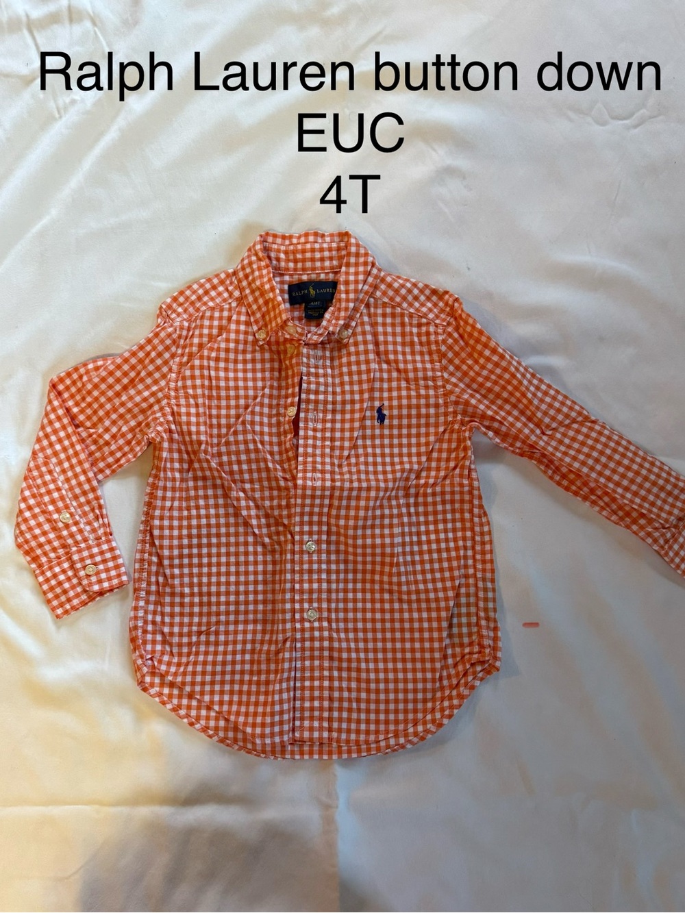 Ralph Lauren Orange Gingham Button-Down Shirt